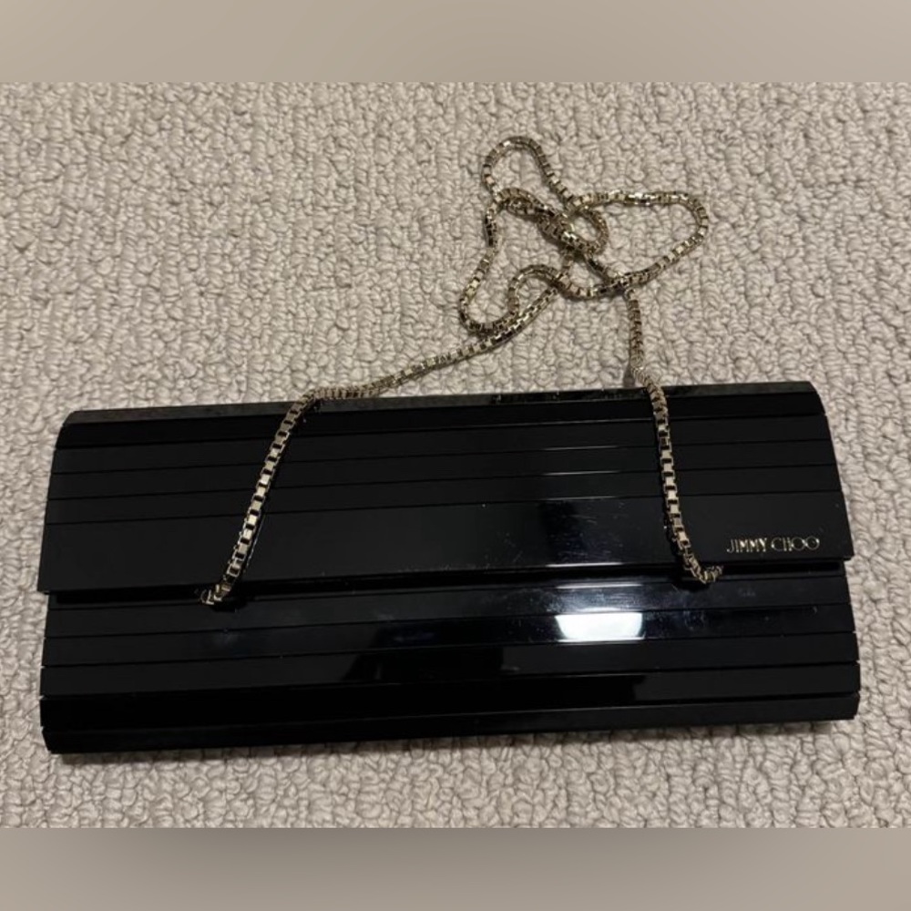 Jimmy Choo Sweetie Flap-Top Acrylic Clutch Bag with Gold Chain Strap